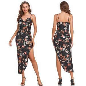 Aigeman Spaghetti Straps Evening Cocktail Satin Dress Cowl Drape Neck 4-6